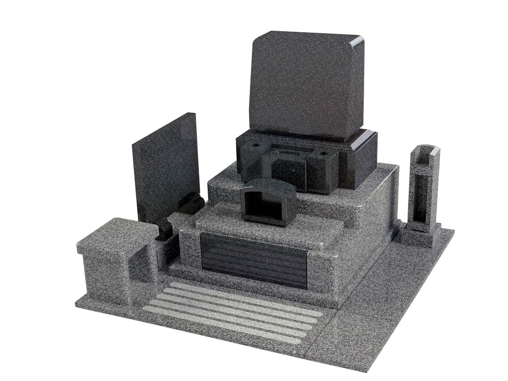 角丸プレートの洋墓
グレー御影石
参拝スペース広め
香炉付き