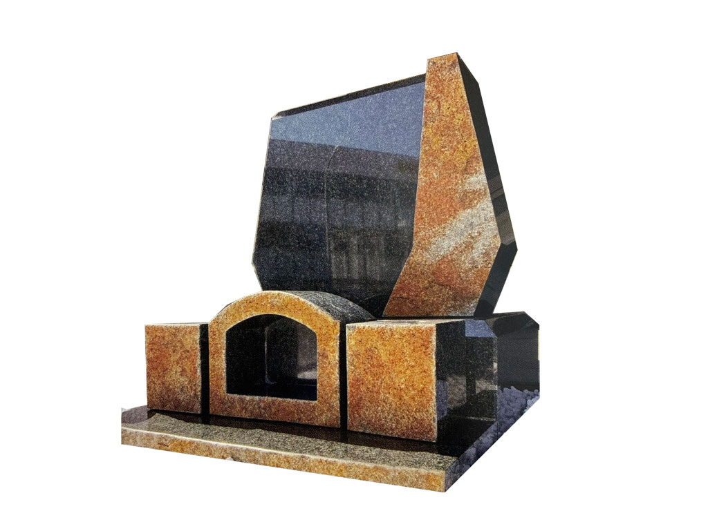 斜めカットのモダン洋墓
ツートン配色
アーチ型
香炉付き