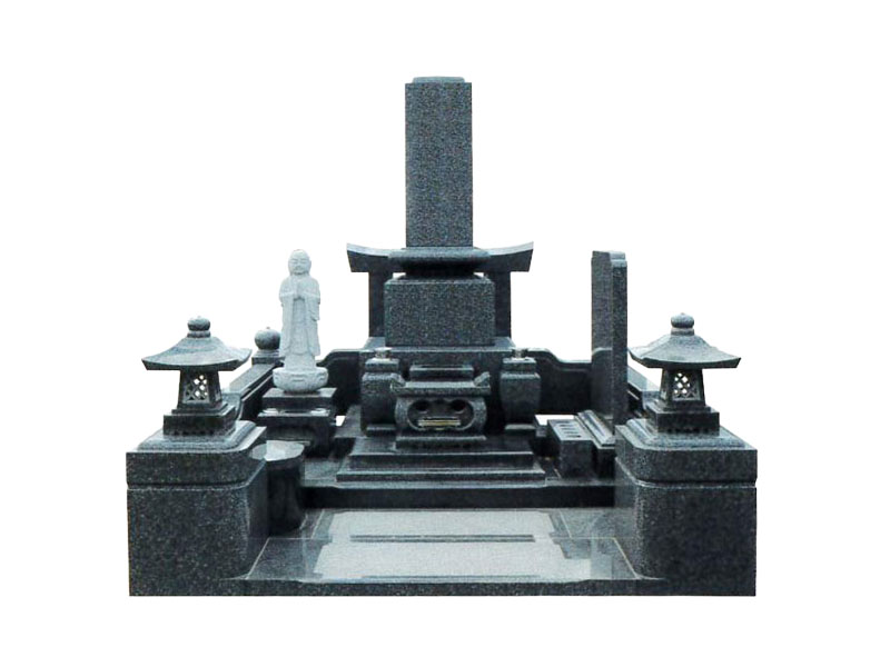 角田石材店
鴨川市
和墓施工例
石灯籠・地蔵付き和墓
石塔・1尺1寸角スリン
黒御影石
格調ある外柵付きデザイン